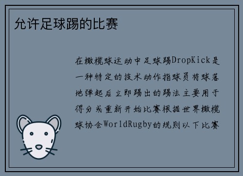 允许足球踢的比赛